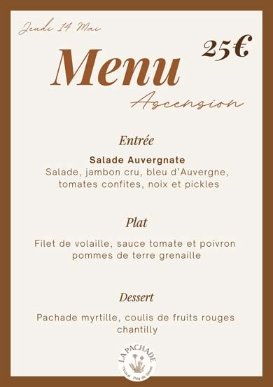 La Pachade Menu Ascension 2026