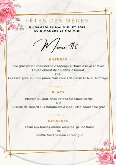 Menu Fête des Mères 2025