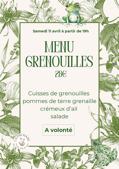 Menu grenouilles à volonté